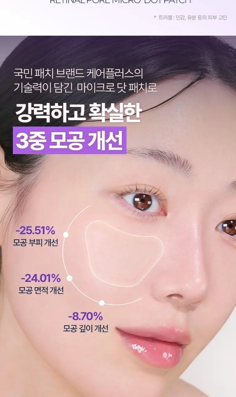[맞춤형집중패치] 케어플러스 마이크로 닷 패치 3종 [징크트러블/글루타치온미백/레티날모공] 연합 상세페이지 30